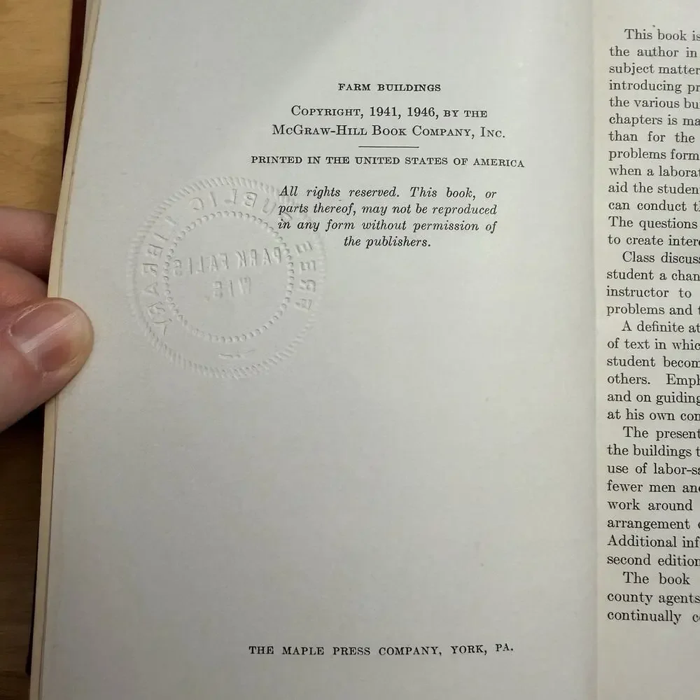 Farm Buildings by John C Wooley Hardcover Book 2nd Edition Vintage 1946